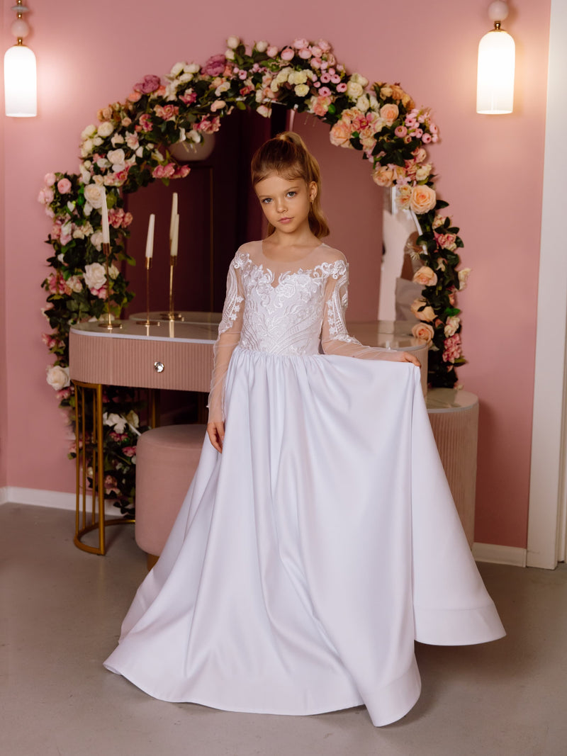 Sandra lace tulle flower girl dress