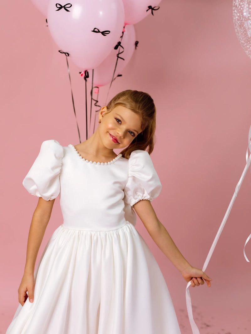 Dafna satin flower girl dress