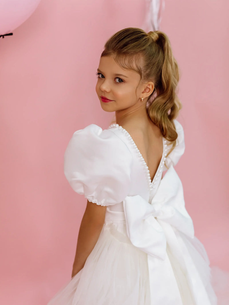 Dafna satin flower girl dress