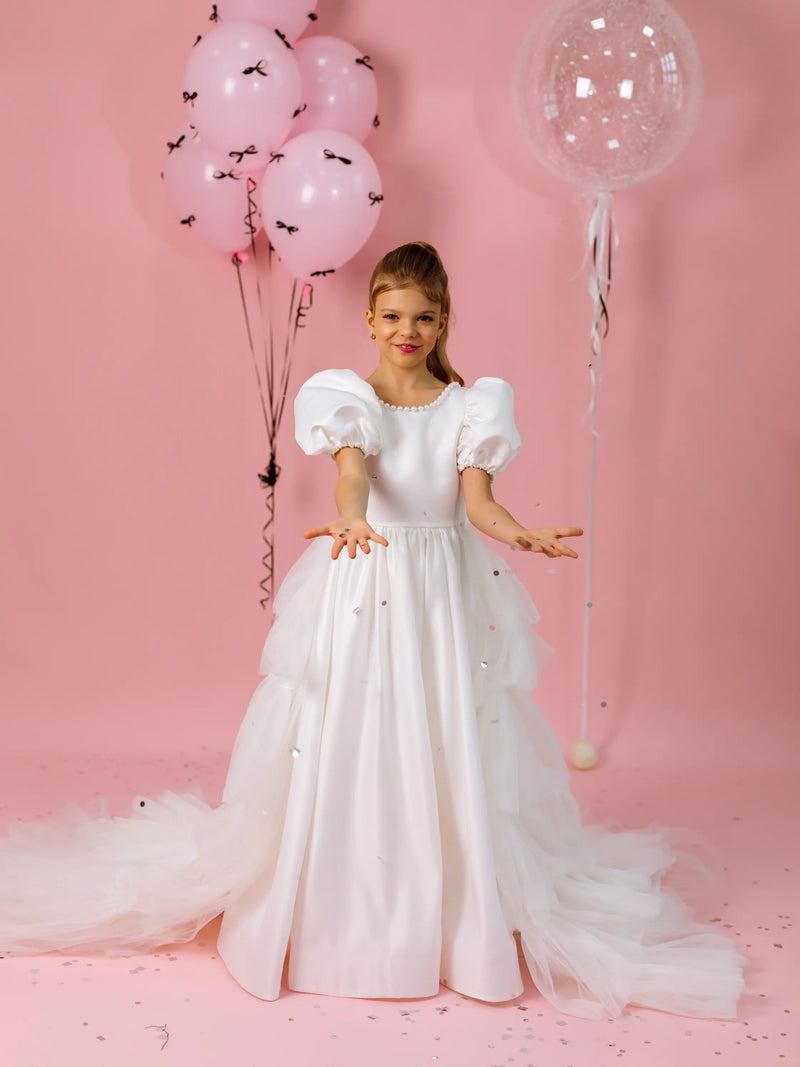 Dafna satin flower girl dress