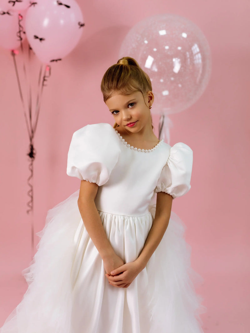 Dafna satin flower girl dress