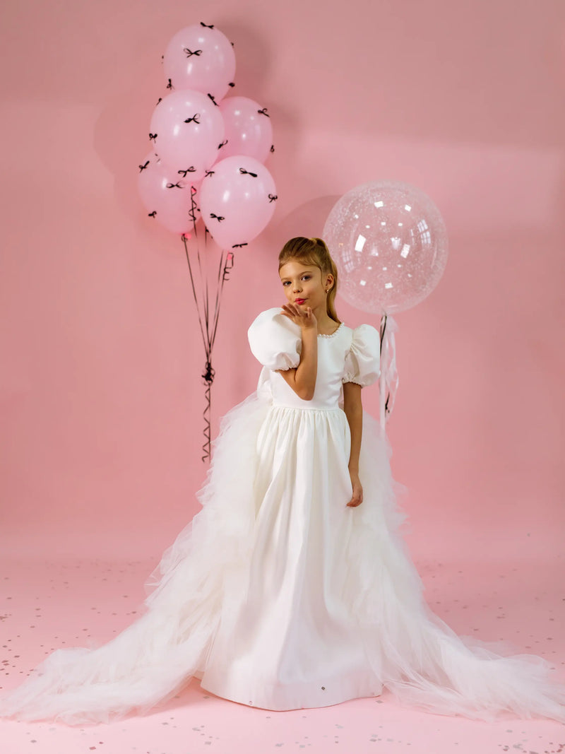 Dafna satin flower girl dress