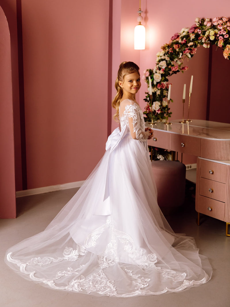 Sandra lace tulle flower girl dress