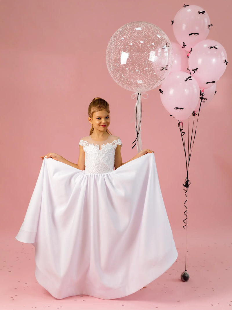 Sandra without sleeves lace tulle flower girl dress