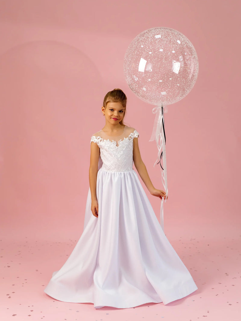 Sandra without sleeves lace tulle flower girl dress