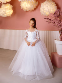 Sandra lace tulle flower girl dress