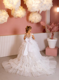 Sandra without sleeves lace tulle flower girl dress