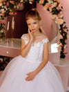 Sandra without sleeves lace tulle flower girl dress