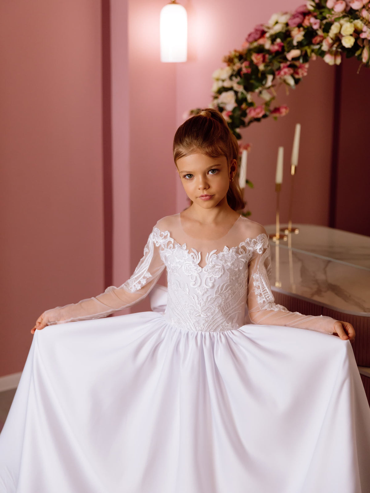 Sandra lace tulle flower girl dress