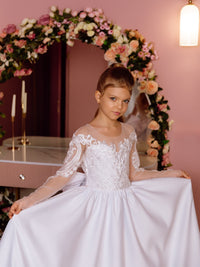 Sandra lace tulle flower girl dress