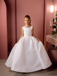 Evelina satin flower girl dress