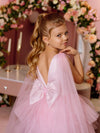 Rainbow tulle flower girl dress