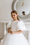 Belle with tulle skirt flower girl dress