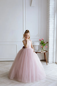 Fiona satin flower girl dress for weddings, communions and birthday parties