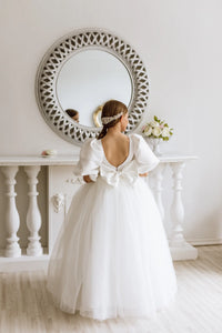 Belle with tulle skirt flower girl dress