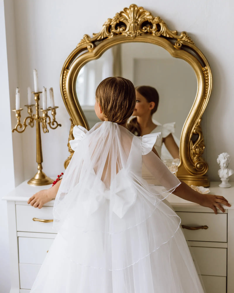 Belle with short sleeves flower girl dress