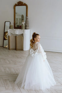 Odetta with sleeves tulle flower girl dress