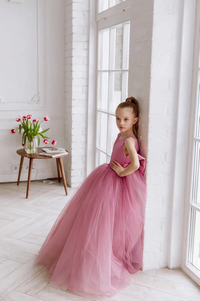 Jane satin flower girl dress