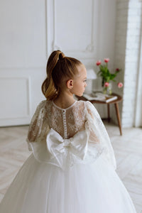 Odetta with sleeves tulle flower girl dress