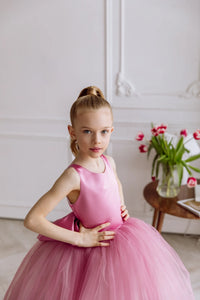 Jane satin flower girl dress