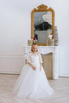 Odetta with sleeves tulle flower girl dress