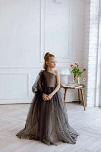 Felicia with long sleeves tulle flower girl dress