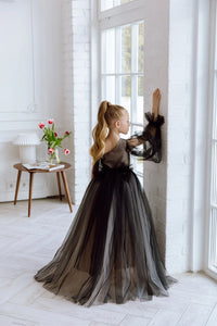 Felicia with long sleeves tulle flower girl dress