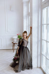 Felicia with long sleeves tulle flower girl dress