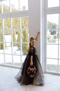 Felicia with long sleeves tulle flower girl dress