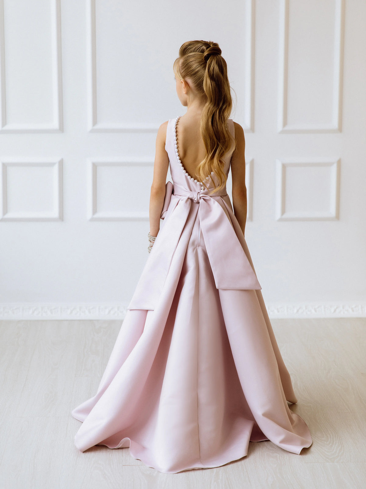 Karina satin flower girl dress