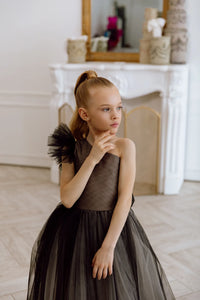 Felicia with short sleeves tulle flower girl dress