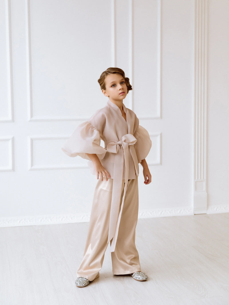 Organza suit for girls with trousers