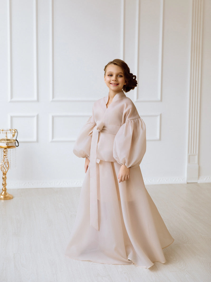 Organza suit for girls with a skirt
