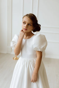 Dafna satin flower girl dress