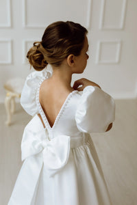 Dafna satin flower girl dress