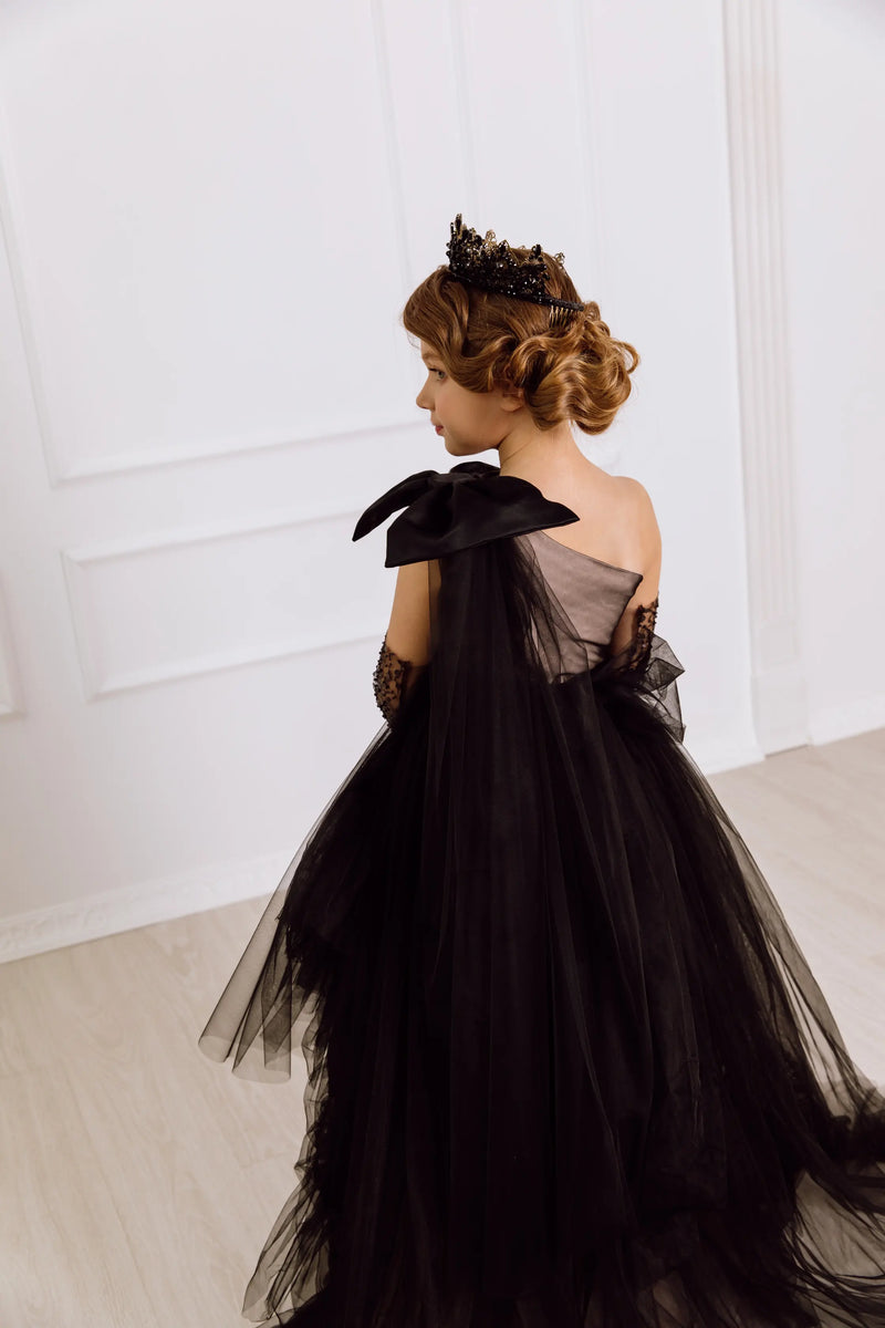 Felicia with gloves tulle flower girl dress