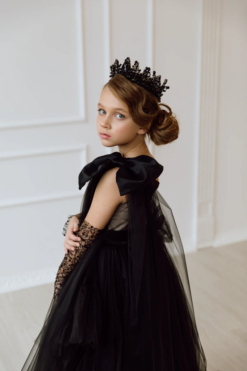 Felicia with gloves tulle flower girl dress