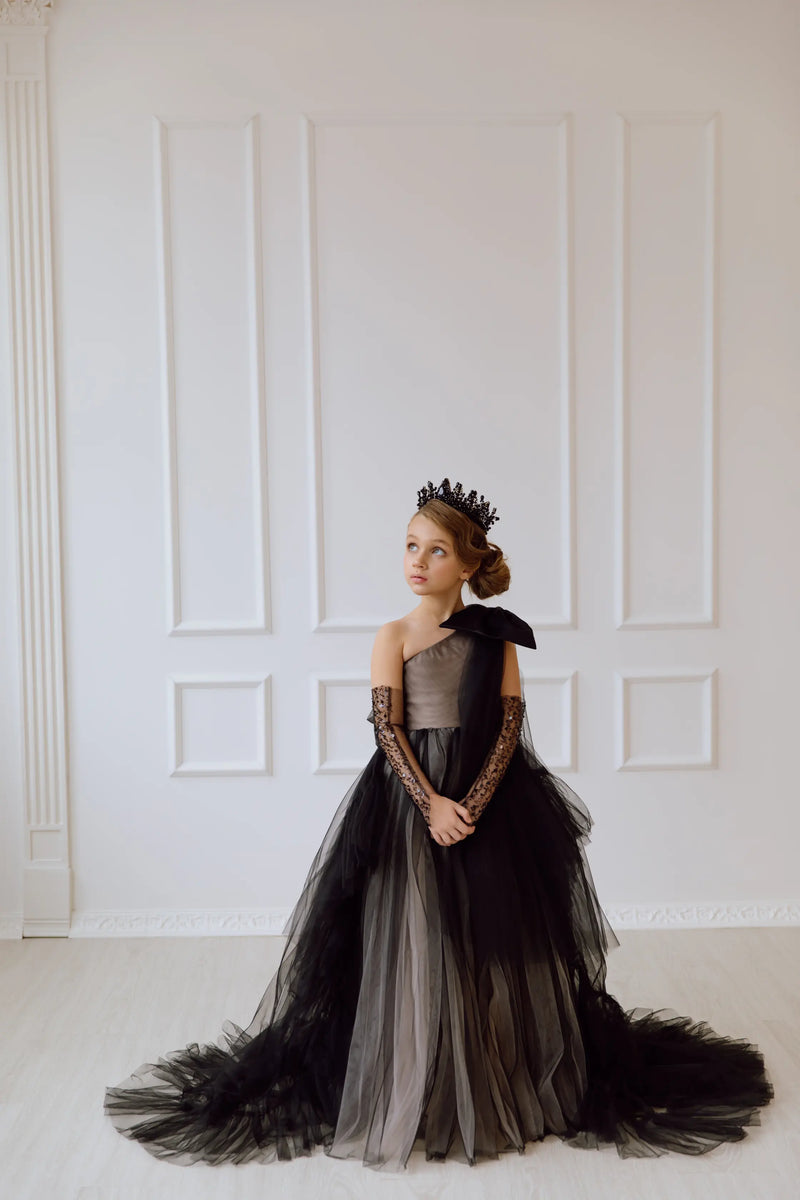 Felicia with gloves tulle flower girl dress