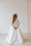 Evelina without the bow satin flower girl dress