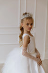 Evelina without the bow satin flower girl dress