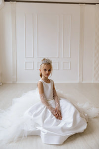 Evelina without the bow satin flower girl dress