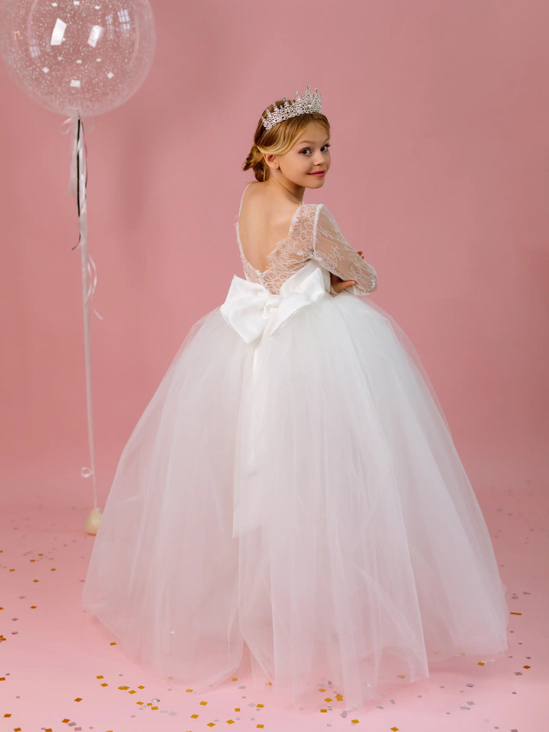 Julia satin flower girl dress