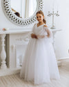 Pearl satin flower girl dress