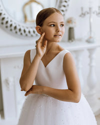 Eli satin flower girl dress