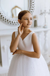 Eli satin flower girl dress