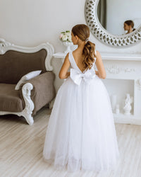 Eli satin flower girl dress