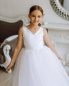 Eli satin flower girl dress