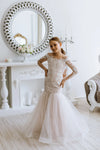 Versailles with the sleeves tulle lace satin flower girl dress