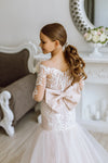 Versailles with the sleeves tulle lace satin flower girl dress