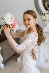 Versailles with the sleeves tulle lace satin flower girl dress